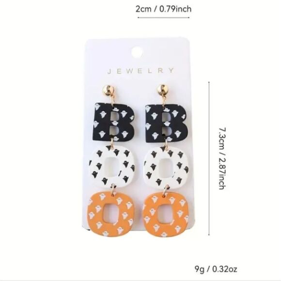 Halloween BOO Dangle Earrings - Picture 2 of 4